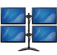 StarTech.com Quad Monitor Stand - Articulating - Supports Monitors 13" to 27" - Adjustable VESA Four Monitor Stand for 4 Screen Setup - Steel - Black (ARMBARQUAD)