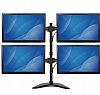 StarTech.com Quad Monitor Stand - Articulating - Supports Monitors 13" to 27" - Adjustable VESA Four Monitor Stand for 4 Screen Setup - Steel - Black (ARMBARQUAD)