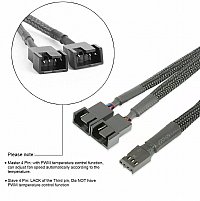 4 Pin PWM To Dual PWM Computer Case Fan Power Sleeved Y-Splitter Adapter Cable