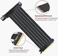 High Speed PCI Express Riser Card PCI-E 3.0 x 16 Riser Card Extender Ribbon Flexible Extension Cable 90 Degree for Computer Graphic Cards (30CM)